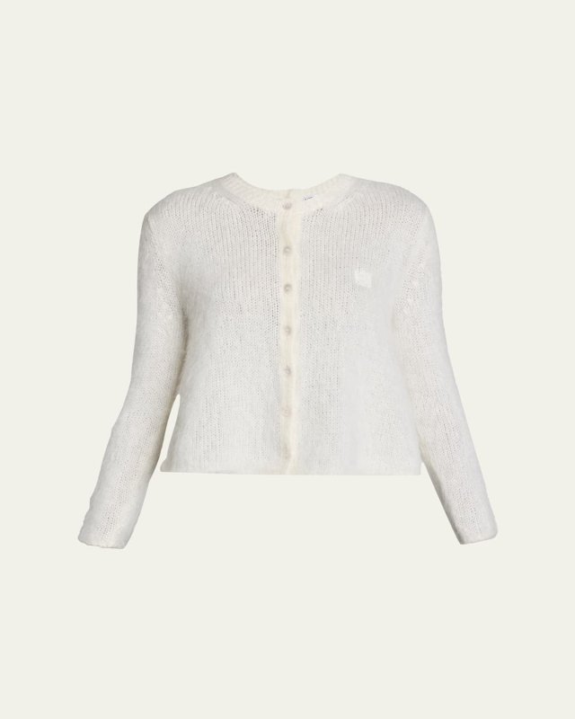Mohair Double Button Crewneck Cardigan